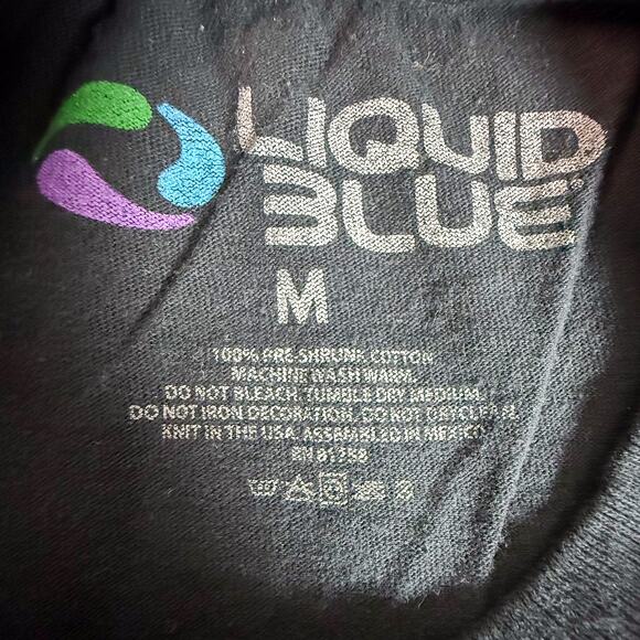 Liquid Blue Rainbow Galaxy Wolf T-Shirt Medium Cosmic Animal Graphic Black Tee - Picture 3 of 5